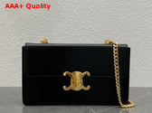 Celine Chain Box Triomphe Bag in Black Shiny Calfskin Replica