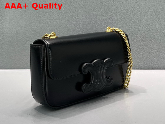 Celine Chain Shoulder Bag Cuir Triomphe in Shiny Calfskin Black Replica