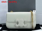 Celine Chain Shoulder Bag Cuir Triomphe in Shiny Calfskin White Replica