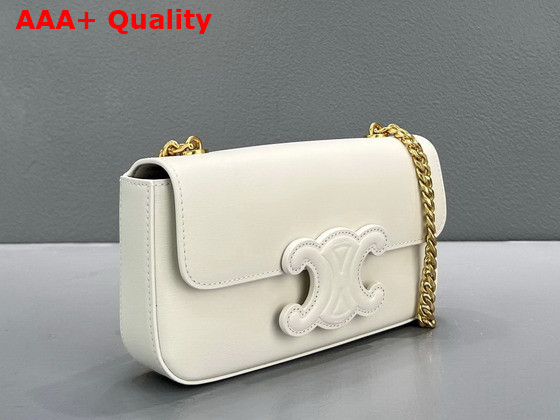 Celine Chain Shoulder Bag Cuir Triomphe in Shiny Calfskin White Replica