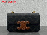 Celine Chain Shoulder Bag Cuir Triomphe in Tan Triomphe Canvas and Calfskin Replica