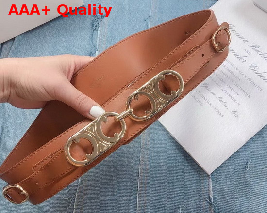 Celine Chaine Triomphe Belt and Buckle with Hooks in Smooth Calfskin Tan Replica