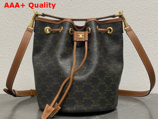 Celine Clara Bag in Triomphe Canvas and Calfskin Tan Replica