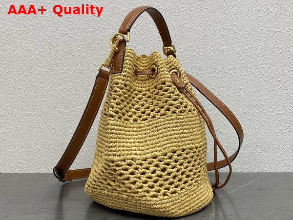 Celine Clara Celine Classic Panier in Raffia and Calfskin Tan Replica