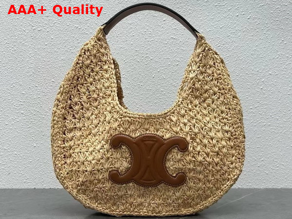 Celine Classic Panier Hobo Bag in Raffia and Calfskin Natural Tan Replica