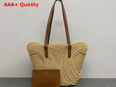 Celine Classic Panier Small Braided Triomphe in Raffia and Calfskin Tan Replica