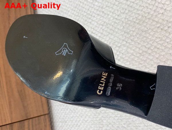 Celine Clemence Mule in Black Lambskin and Patent Calfskin Replica
