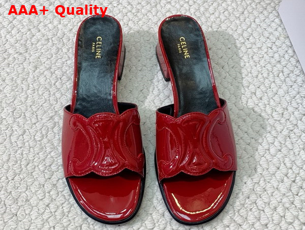 Celine Clemence Mule in Red Lambskin and Patent Calfskin Replica