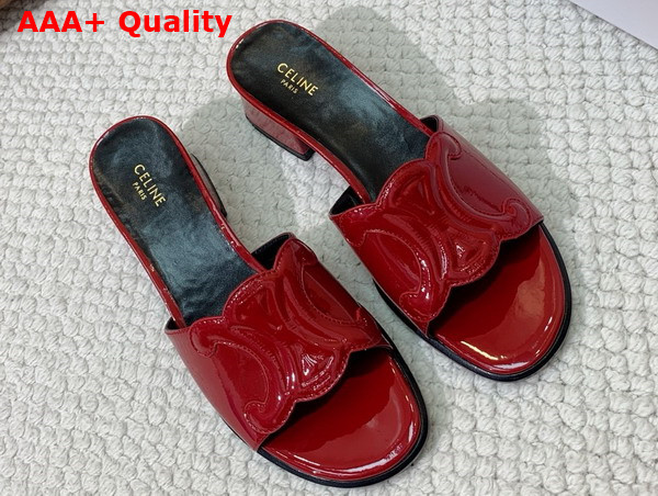 Celine Clemence Mule in Red Lambskin and Patent Calfskin Replica