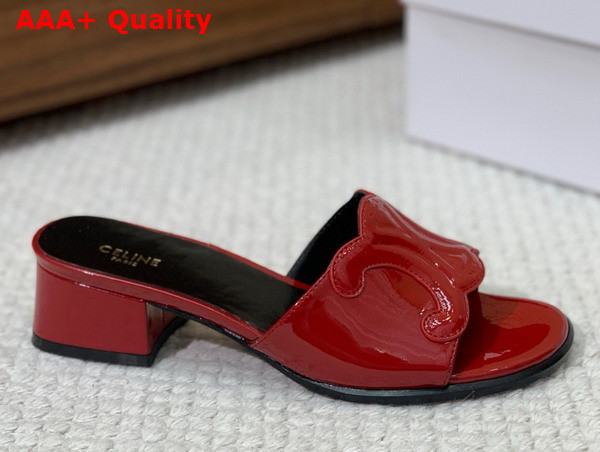 Celine Clemence Mule in Red Lambskin and Patent Calfskin Replica