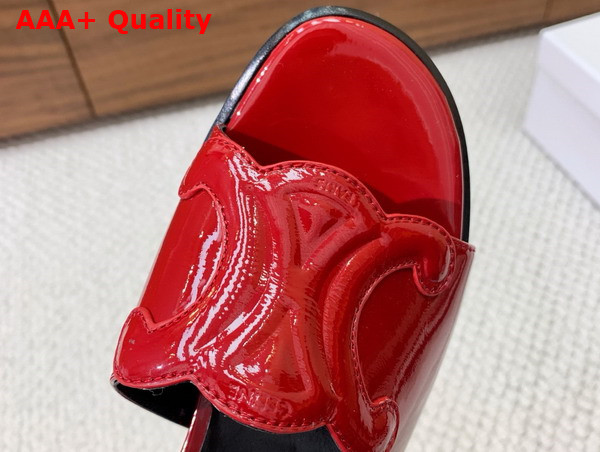 Celine Clemence Mule in Red Lambskin and Patent Calfskin Replica