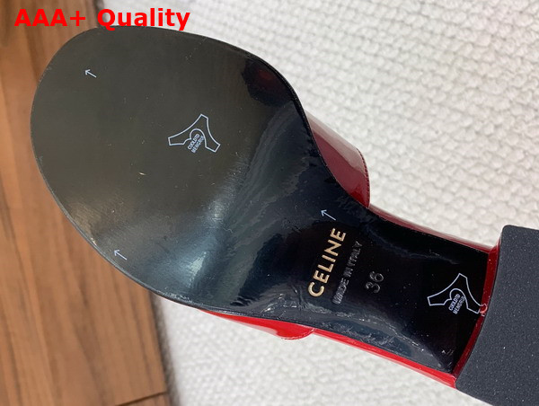 Celine Clemence Mule in Red Lambskin and Patent Calfskin Replica
