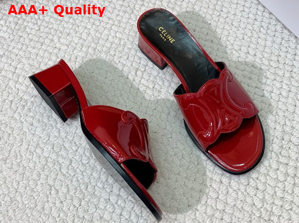Celine Clemence Mule in Red Lambskin and Patent Calfskin Replica