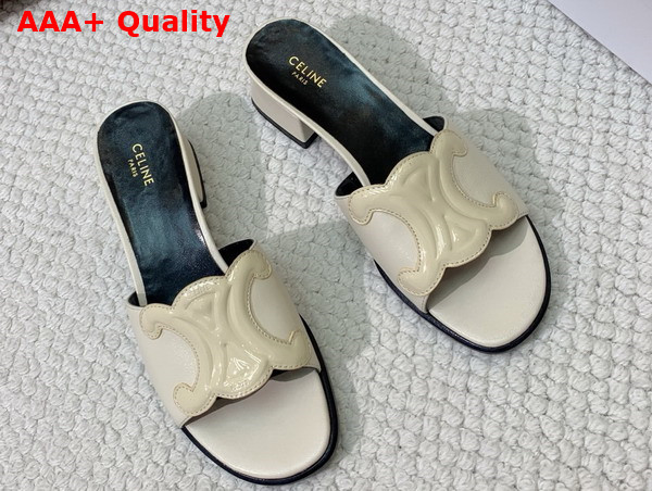 Celine Clemence Mule in White Lambskin and Patent Calfskin Replica