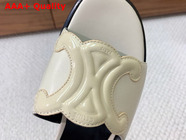 Celine Clemence Mule in White Lambskin and Patent Calfskin Replica