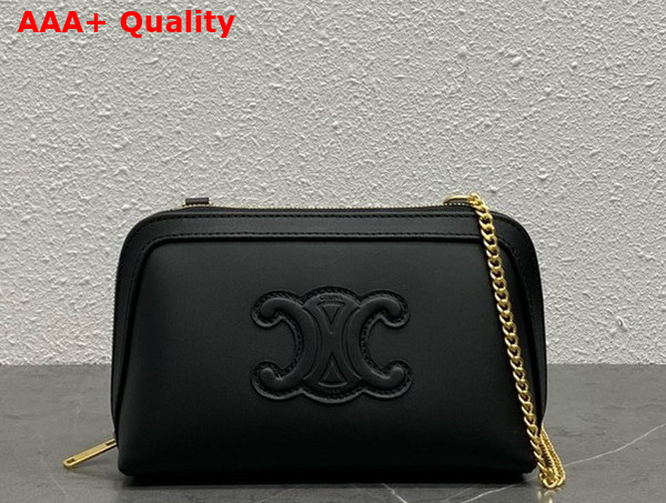 Celine Clutch On Chain Cuir Triomphe in Smooth Calfskin Black Replica