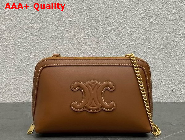 Celine Clutch On Chain Cuir Triomphe in Smooth Calfskin Tan Replica