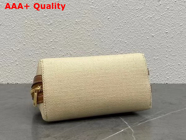 Celine Clutch On Chain Cuir Triomphe in Textile and Calfskin Natural and Tan Replica