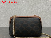 Celine Clutch On Chain in Triomphe Canvas and Lambskin Tan Replica
