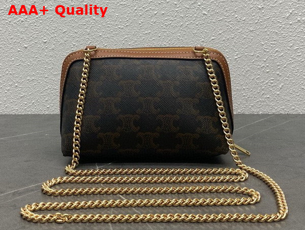 Celine Clutch On Chain in Triomphe Canvas and Lambskin Tan Replica