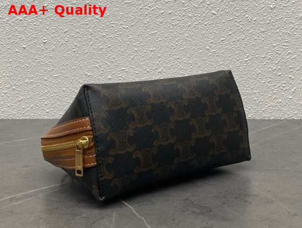 Celine Clutch On Chain in Triomphe Canvas and Lambskin Tan Replica