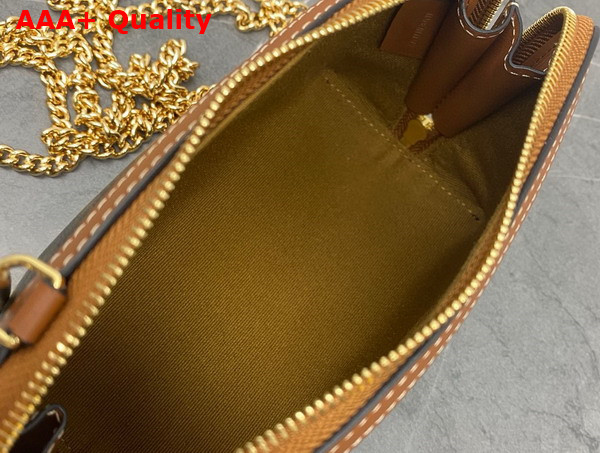 Celine Clutch On Chain in Triomphe Canvas and Lambskin Tan Replica