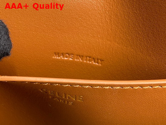 Celine Clutch On Strap in Ttriomphe Canvas and Calfskin Tan Replica