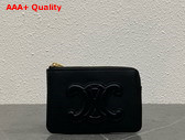 Celine Coin and Card Pouch Cuir Triomphe in Smooth Calfskin Black Replica