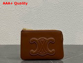 Celine Coin and Card Pouch Cuir Triomphe in Smooth Calfskin Tan Replica
