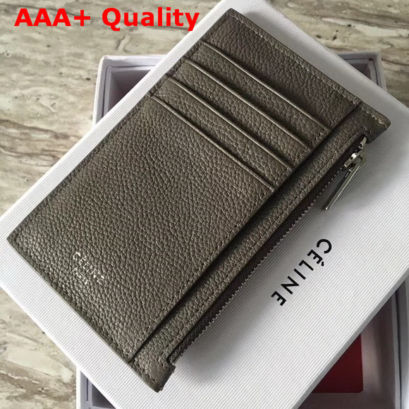 Celine Compact Card Holder in Drummed Calfskin Grey Replica