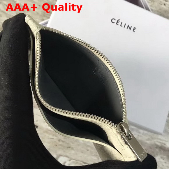 Celine Compact Card Holder in Drummed Calfskin White Replica