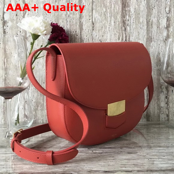 Celine Compact Trotteur Bag in Red Grained Calfskin Replica