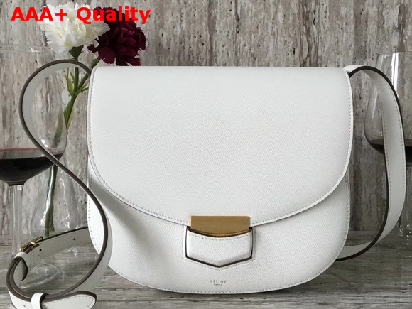 Celine Compact Trotteur Bag in White Grained Calfskin Replica