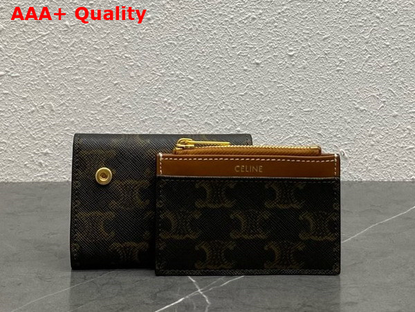 Celine Compact Wallet with Coin Triomphe in Triomphe Canvas Replica