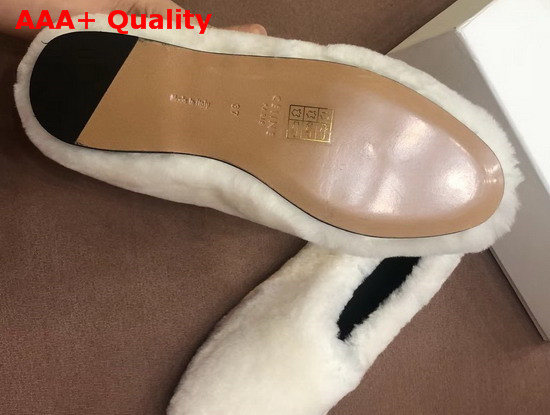 Celine Cosy Slipper Flat in White Shearling Replica
