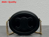 Celine Crossbody Oval Purse Cuir Triomphe in Black Suede and Smooth Calfskin Replica