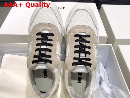 Celine Delivery Running Sneaker in Optic White Calfskin and Suede Calfskin and Technical Fabrics Replica