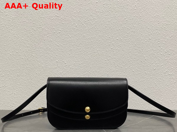 Celine Duo Wallet On Strap in Shiny Calfskin Black Replica