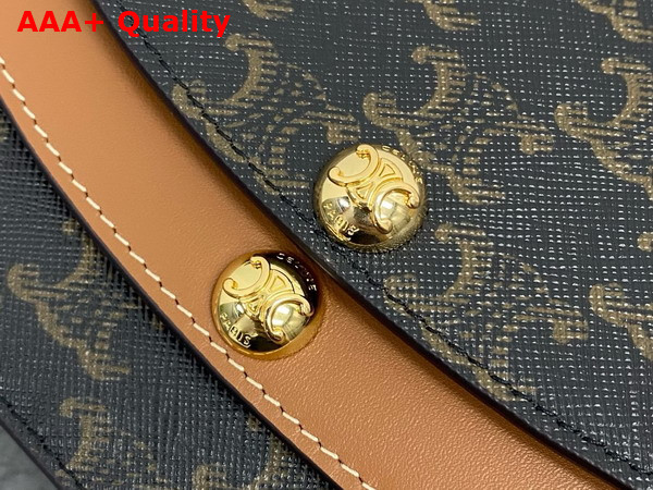 Celine Duo Wallet On Strap in Triomphe Canvas and Calfskin Tan Replica