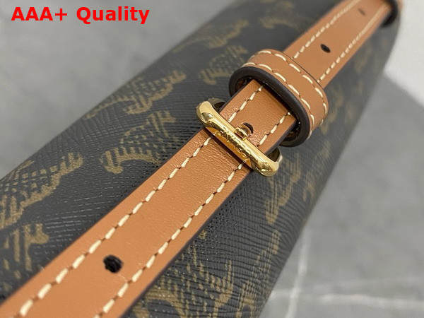 Celine Duo Wallet On Strap in Triomphe Canvas and Calfskin Tan Replica