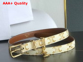 Celine Elegant Charm 1 Belt in White Triomphe Canvas and Calfskin Replica