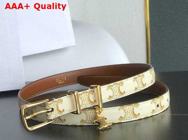 Celine Elegant Charm 1 Belt in White Triomphe Canvas and Calfskin Replica
