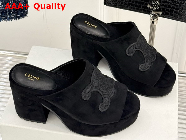Celine Elena Mule in Black Suede Calfskin Replica