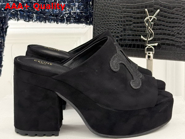 Celine Elena Mule in Black Suede Calfskin Replica