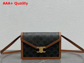 Celine Enveloppe Triomphe Bag in Triomphe Canvas and Calfskin Tan Replica