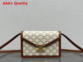 Celine Enveloppe Triomphe Bag in Triomphe Canvas and Calfskin White Replica