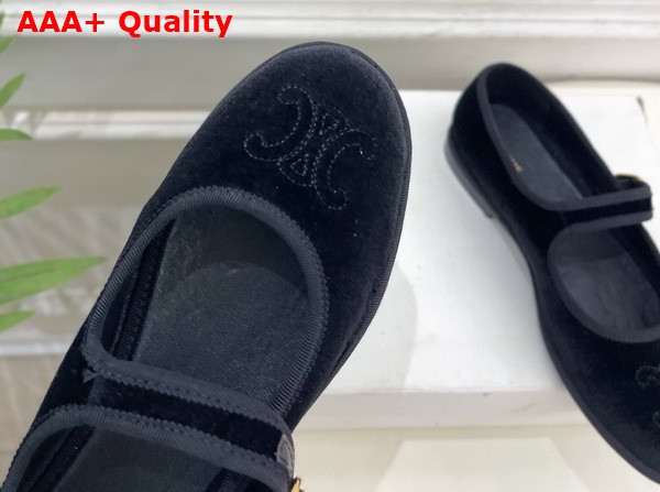 Celine Eve Triomphe Mary Jane Ballerina in Velvet Black Replica