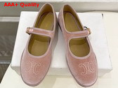 Celine Eve Triomphe Mary Jane Ballerina in Velvet Dirty Pink Replica