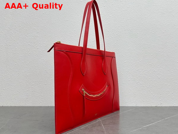 Celine Flat Cabas New Luggage in Ultra Red Glossy Calfskin Replica
