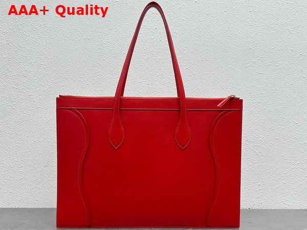 Celine Flat Cabas New Luggage in Ultra Red Glossy Calfskin Replica